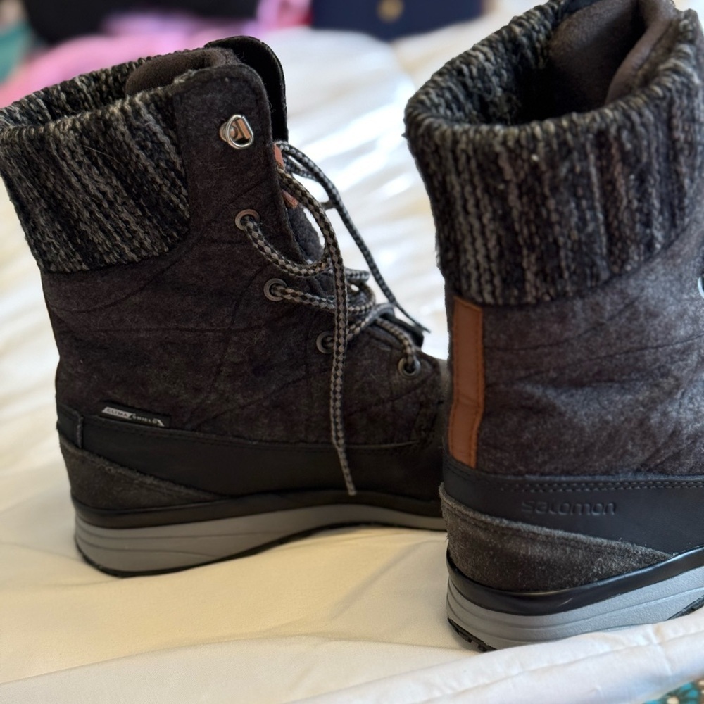 Salomon Women’s Hime Climadry Fleece Lined Snow Boots Size 6 Like New - Picture 5 of 8